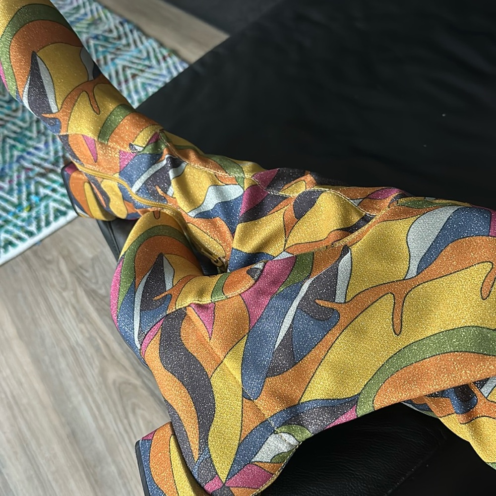 Chelsea and Violet Ziggy Wide Calf Retro Print Over-the-Knee Boots Size 9B